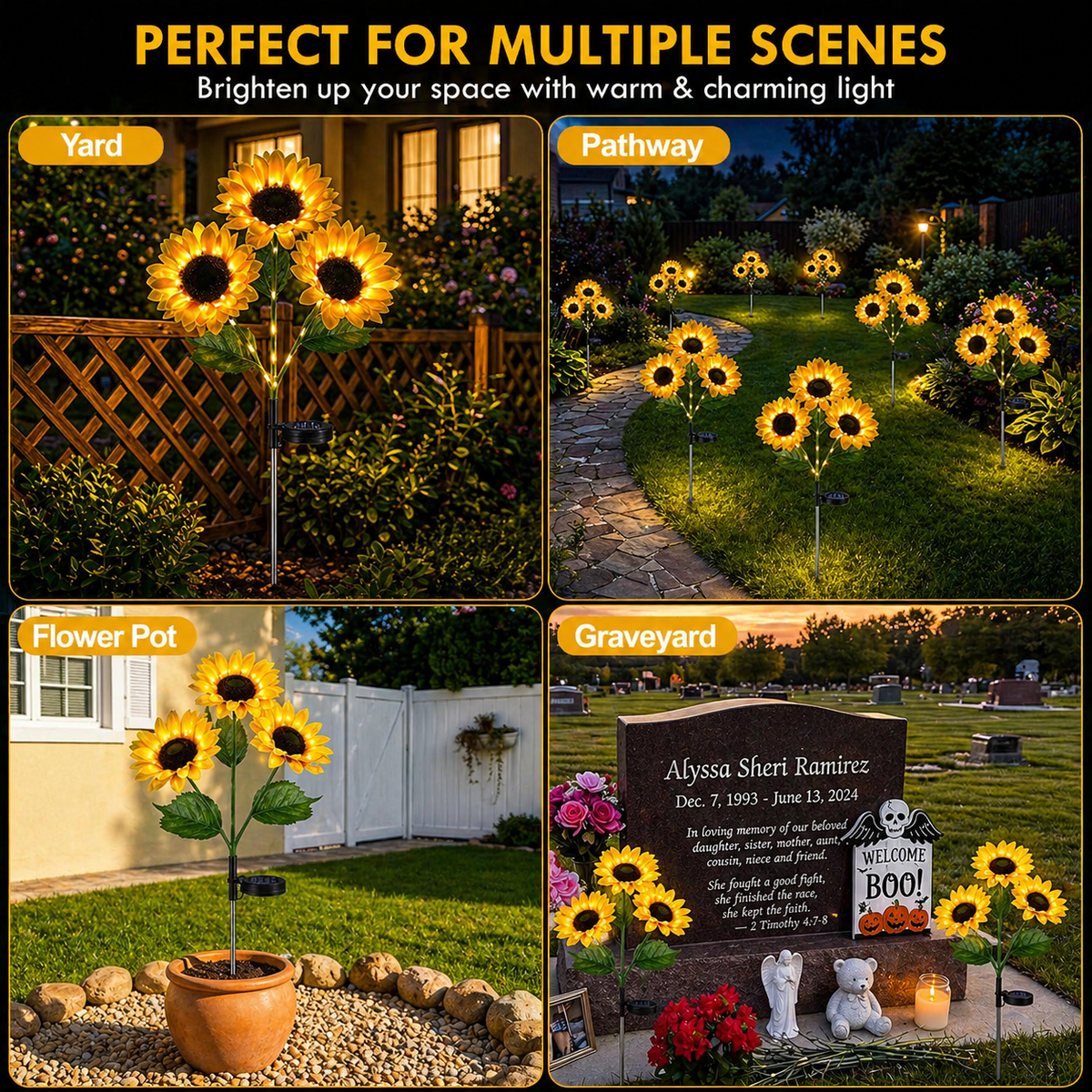 GlowBloom Solar Sunflowers Stake Light